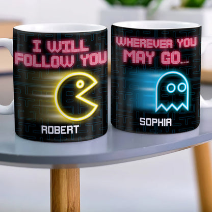 Follow You Wherever You May Go, Personalized Coffee Mug, Couple Playing Game, Gift For Her, 04htqn270623