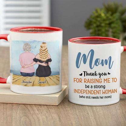 Mom, Thank You For Raising Me, Gift For Mom, Personalized Mug, Mom And Daughter Sitting Mug, Mother's Day Gift