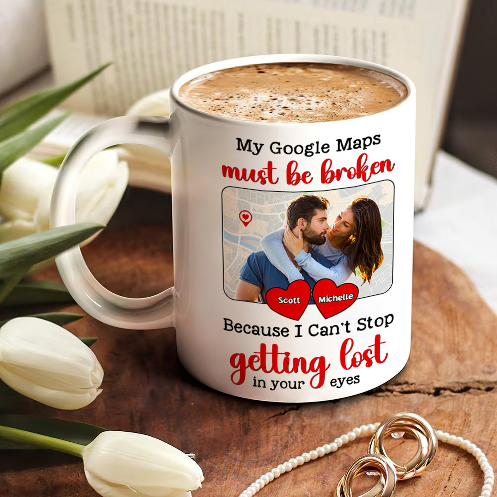 Custom Photo Gifts For Couple Personalized Coffee Mug I Can't Stop Getting Lost In Your Eyes