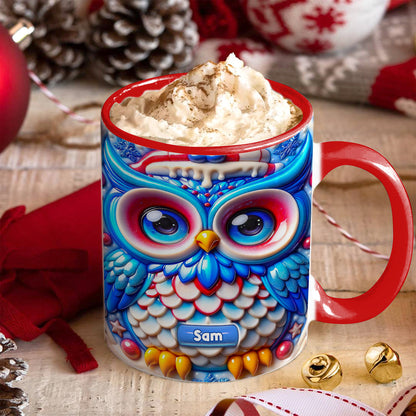 Personalized Gifts For Owl Lovers, Accent Mug 3D Christmas Owl 01HUMH190824