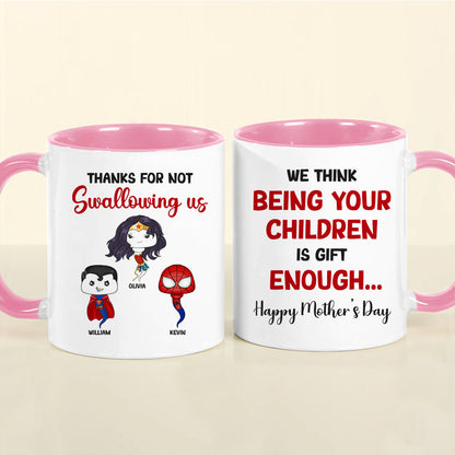 Personalized Gifts For Mom Coffee Mug Thanks For Not Swallowing Us 06NADT270324HA
