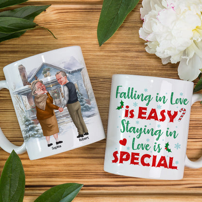 Falling In Love Is Easy? Staying In Love Is Special- Personalized Coffee Mug- Gift For Him/ Gift For Her- Christmas Gift- Old Couple Coffee Mug