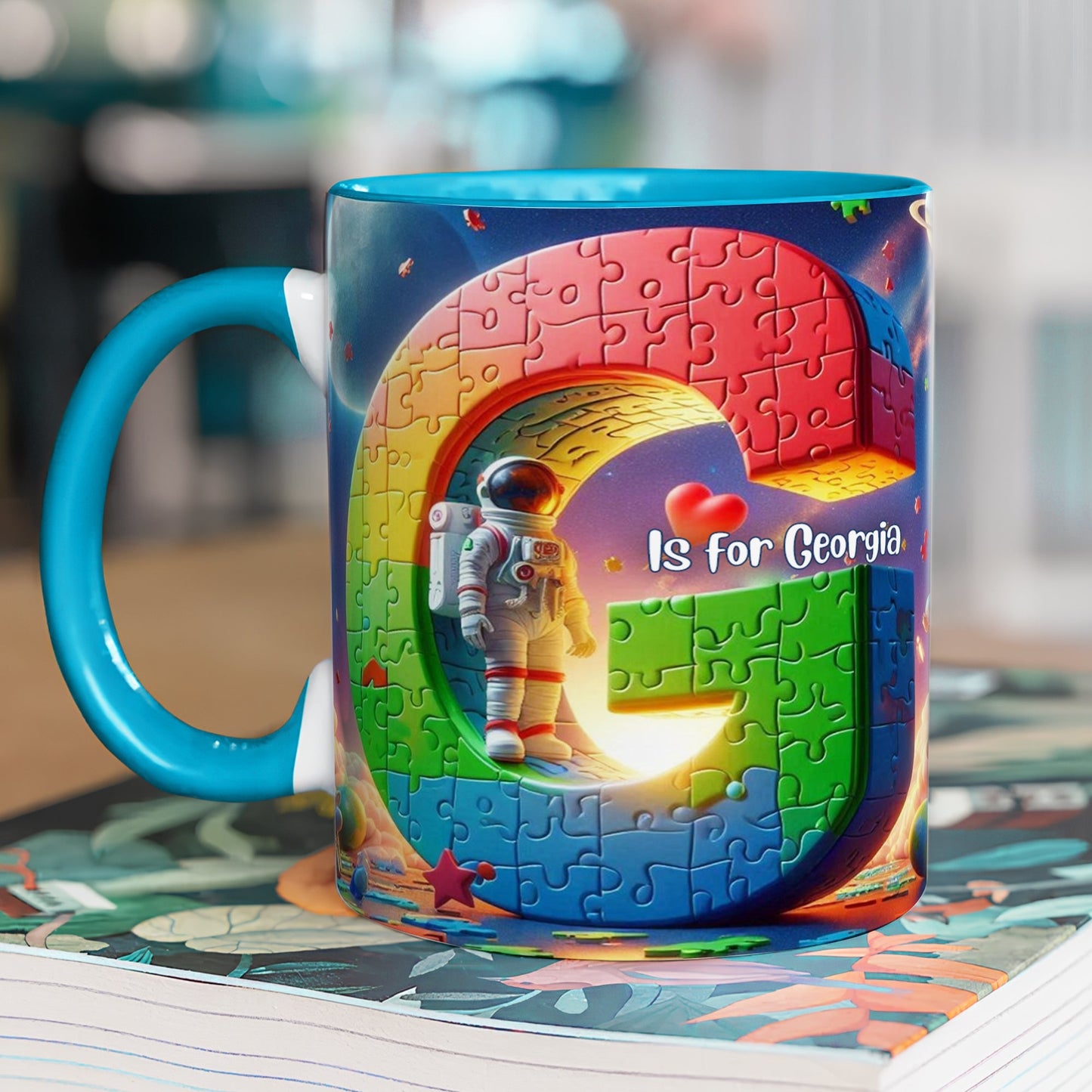 Personalized Gift For Autism Kid, 3D Puzzle Alphabet & Wandering Astronaut In Space 01QHLU060325