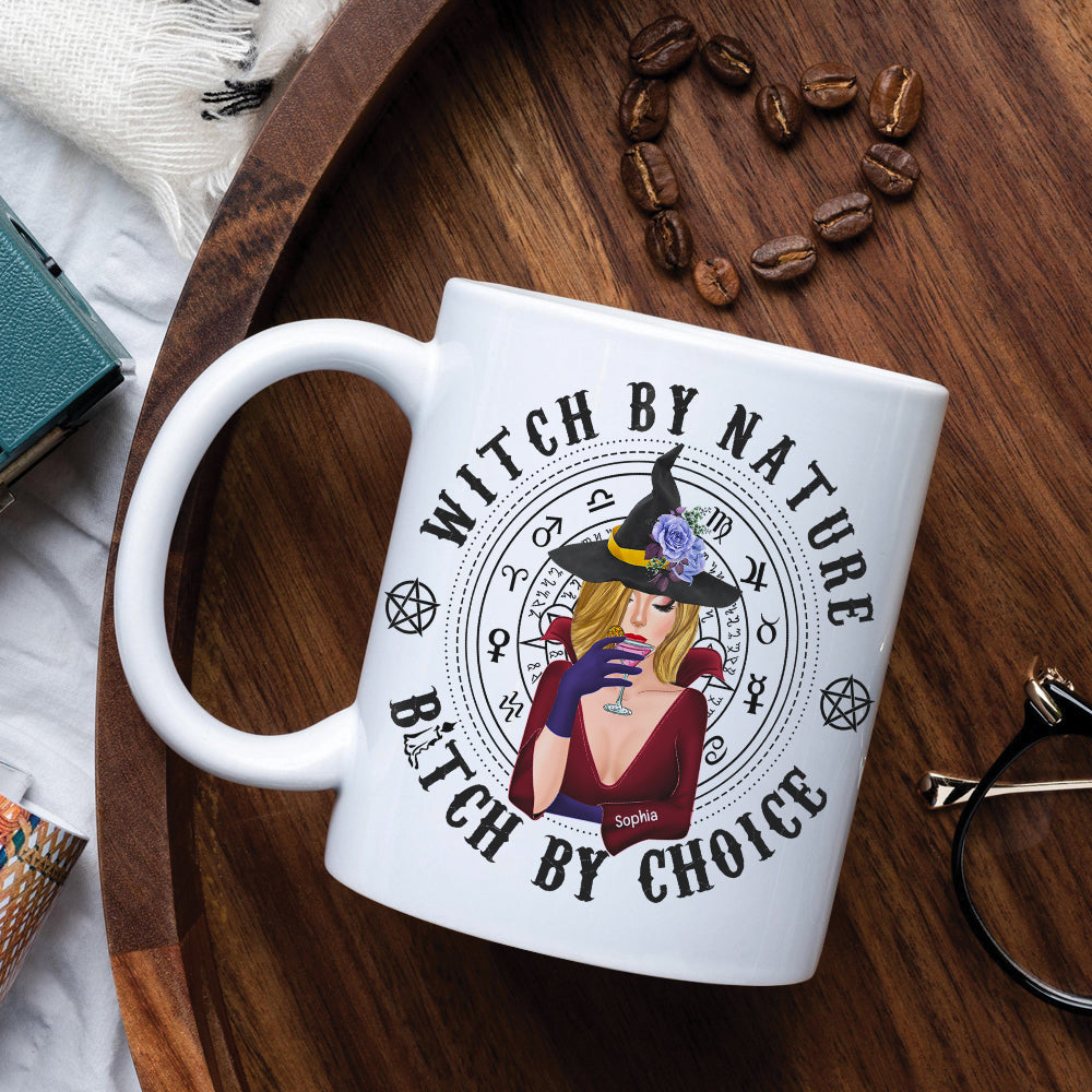 Witch By Nature Bitch By Choice-Personalized Coffee Mug- Gift For Halloween- Witch Coffee Mug