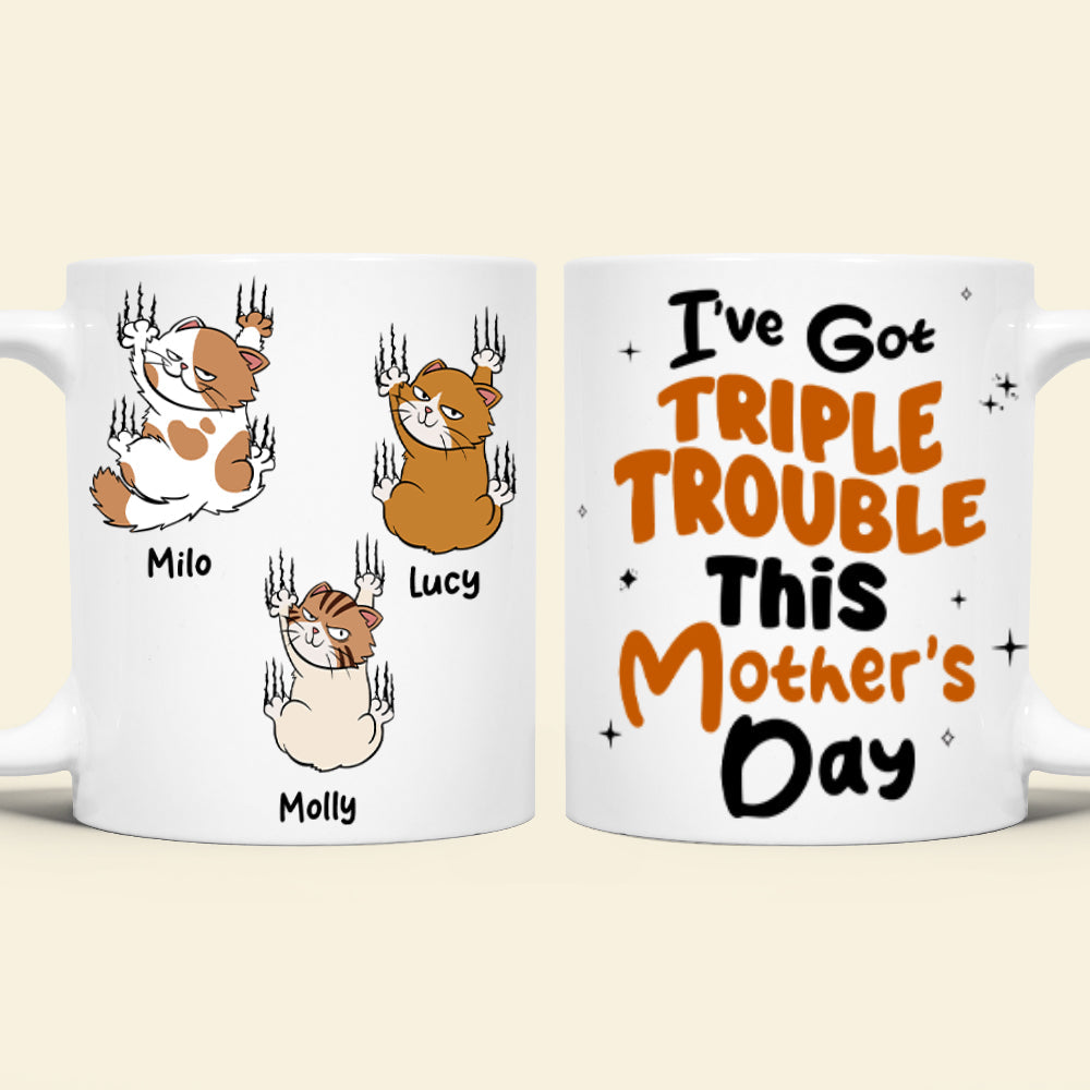 Personalized Gifts For Cat Lovers Coffee Mug Triple Trouble