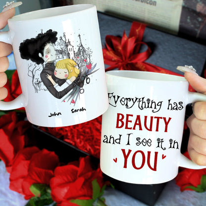 Everything Has Beauty And I See It In You, Personalized Horror Couple Mug