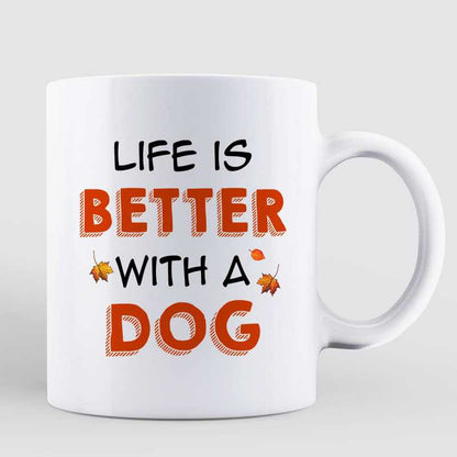 Fall Season Standing Doll And Cute Dogs Personalized Mug