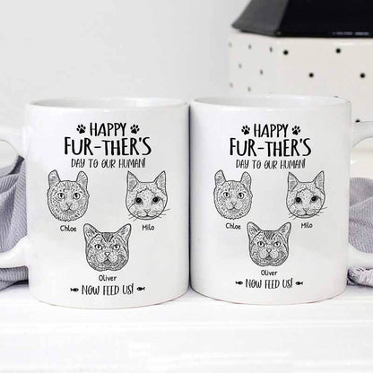 Happy Further's Day Cat Head Outline Personalized Mug