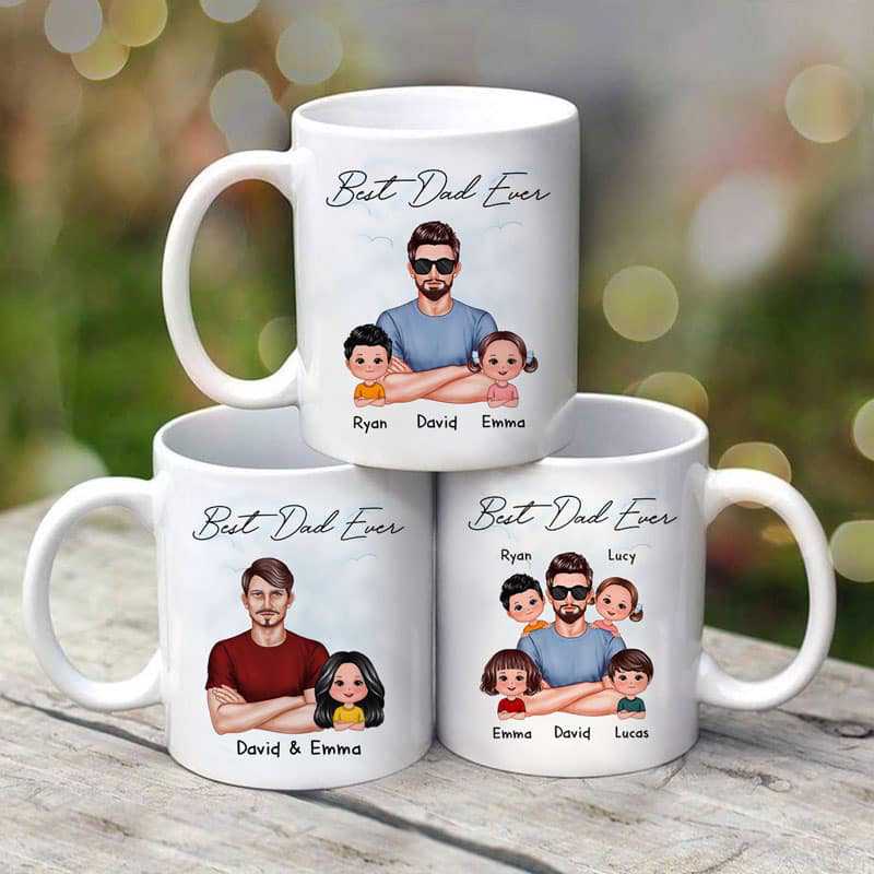 Real Man And Kids Best Dad Ever Father's Day Gift Personalized Mug