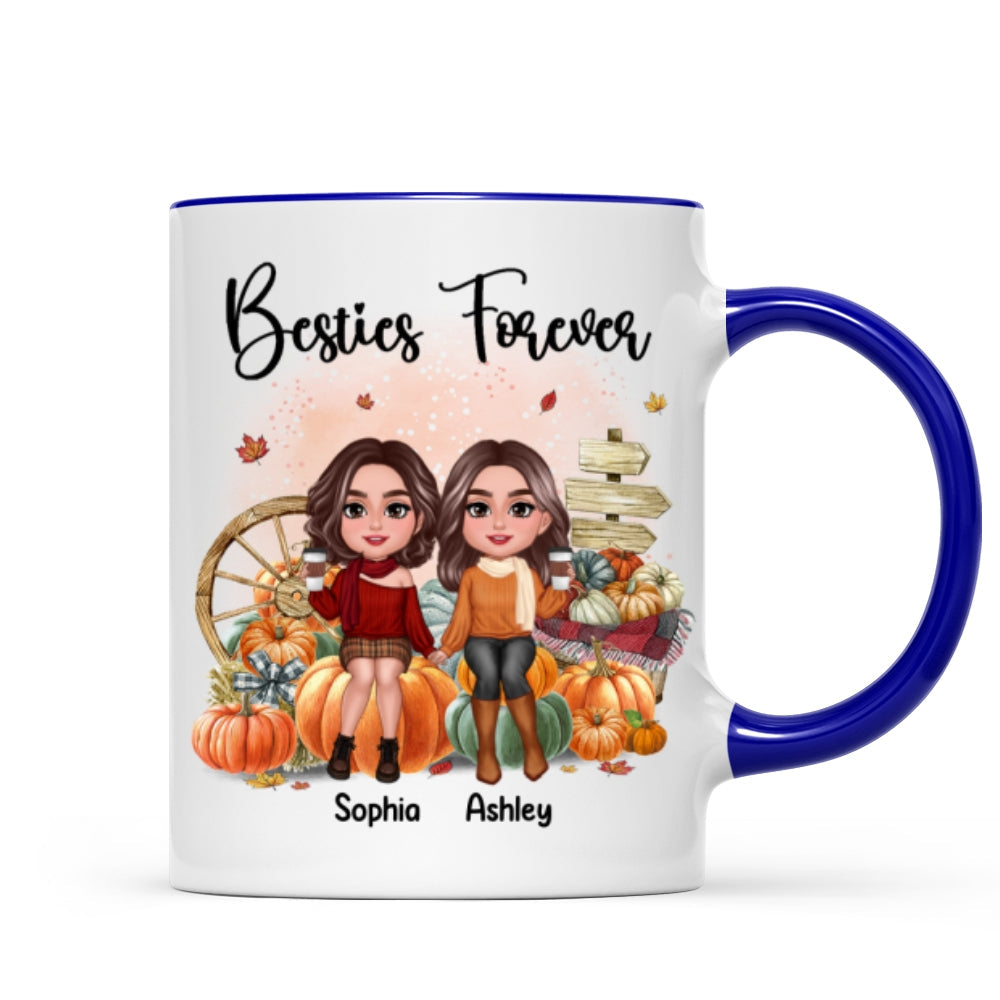 Fall Season Besties Sister Sitting On Pumpkins Personalized Mug