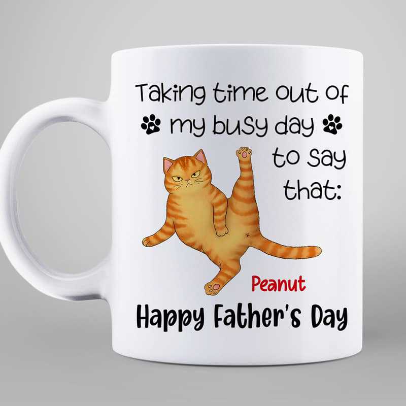 Taking Time Out Of My Busy Day Happy Father's Day Cat Personalized Mug