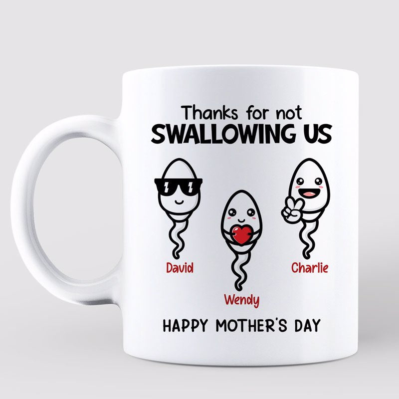 Funny Thank For Not Swallowing Mother's Day Gift Personalized Mug