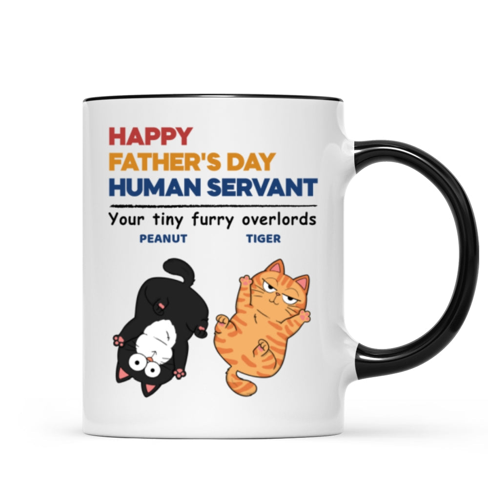 Happy Father's Day Human Servant Cat Dad Personalized Mug