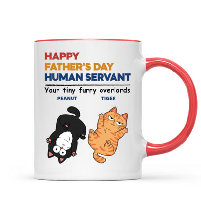 Happy Father's Day Human Servant Cat Dad Personalized Mug