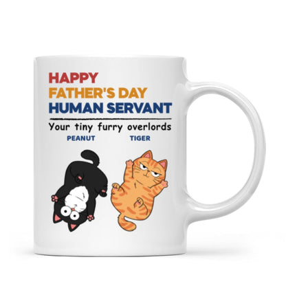 Happy Father's Day Human Servant Cat Dad Personalized Mug