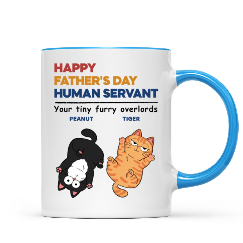 Happy Father's Day Human Servant Cat Dad Personalized Mug