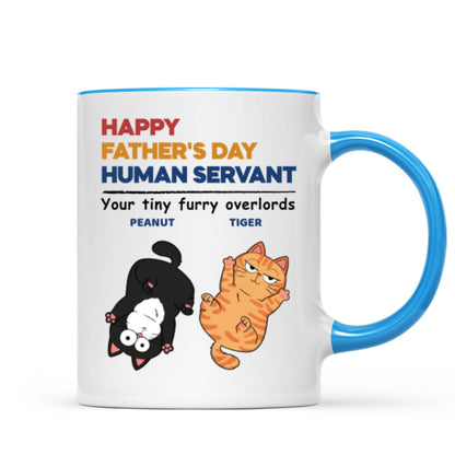Happy Father's Day Human Servant Cat Dad Personalized Mug