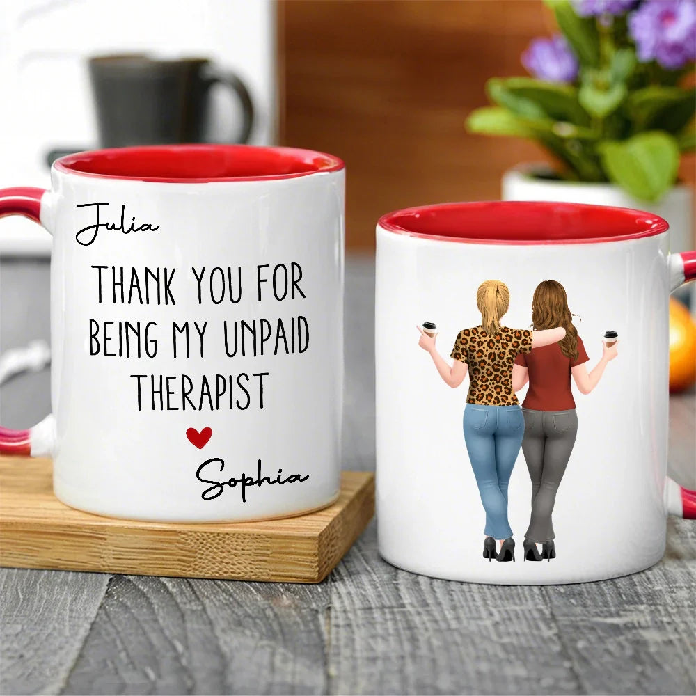 Poster, Hugging Friends Illustration, Customizable Wall Art for Best Friend or Coworker, a unique thank-you gift