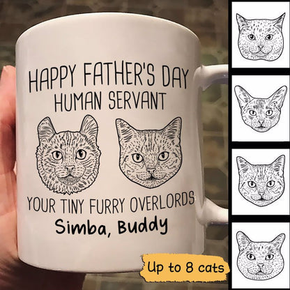 Good Morning Human Servant Cat Head Outline Personalized Mug