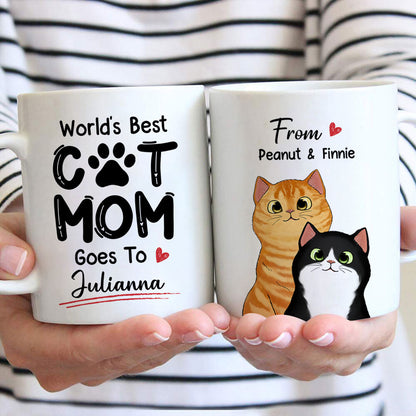 World's Best Mom Goes To From Peeking Cats Personalized Mug