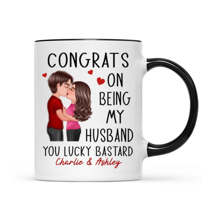 Congrats On Being My Husband Doll Couple Kissing Personalized Mug