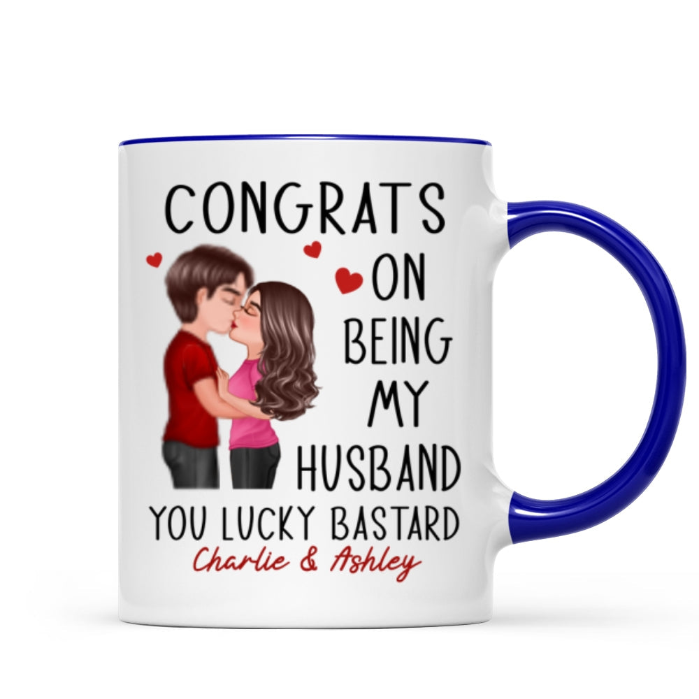 Congrats On Being My Husband Doll Couple Kissing Personalized Mug