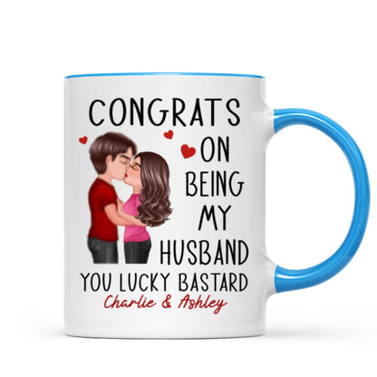 Congrats On Being My Husband Doll Couple Kissing Personalized Mug