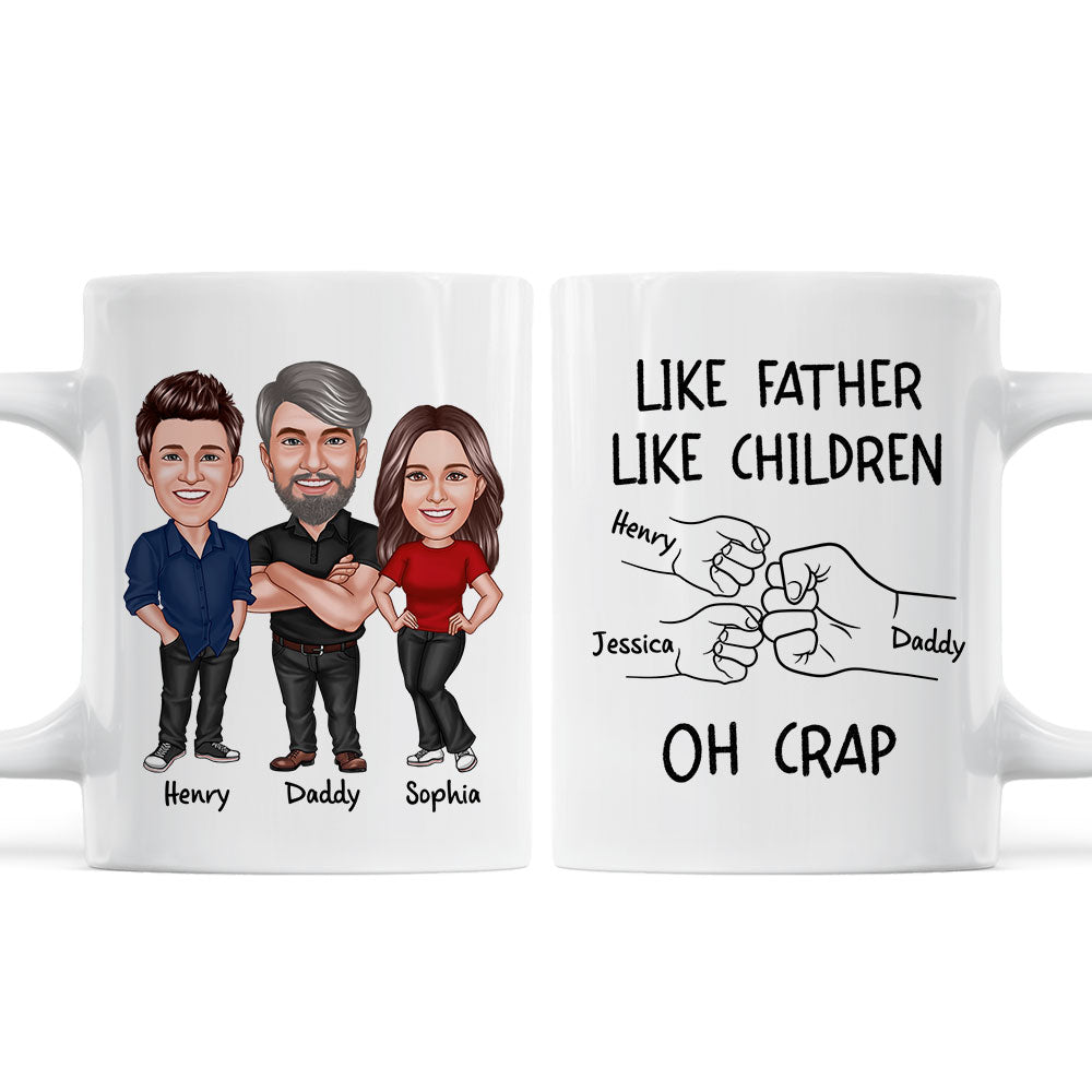 Like Father Like Daughter Like Son Caricature Fist Bump Personalized Mug