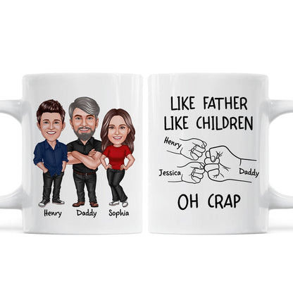 Like Father Like Daughter Like Son Caricature Fist Bump Personalized Mug
