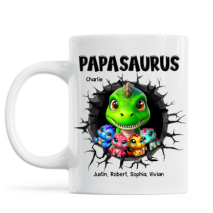 Grandpasaurus Daddysaurus And Kids In A Hold 3D Printed Personalized AOP Mug