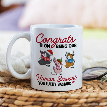 Our Human Servant, Personalized Mug, Christmas Gifts For Cat Lovers, 241123