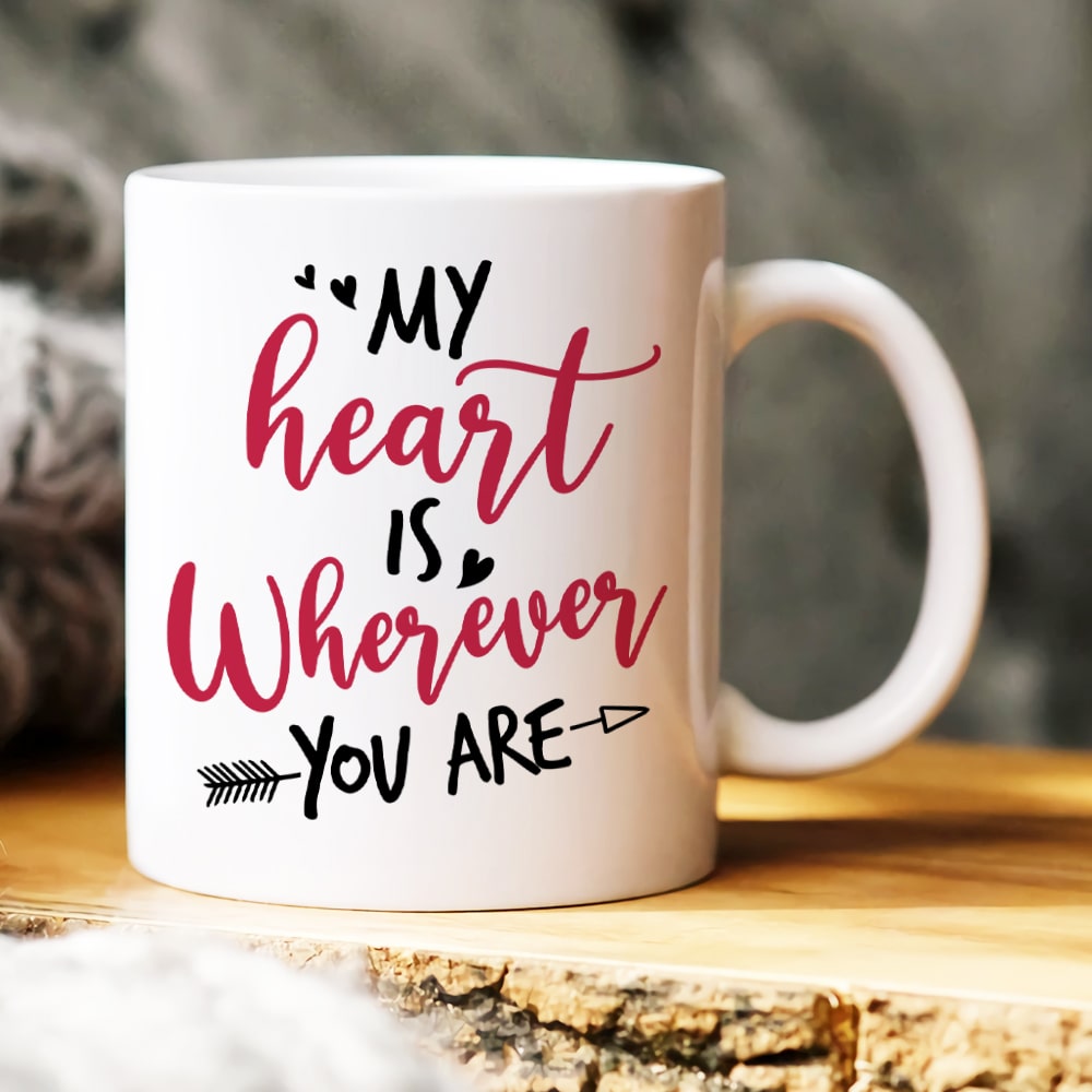 My Heart Is Wherever You Are, Personalized Mug, Gift For Couple