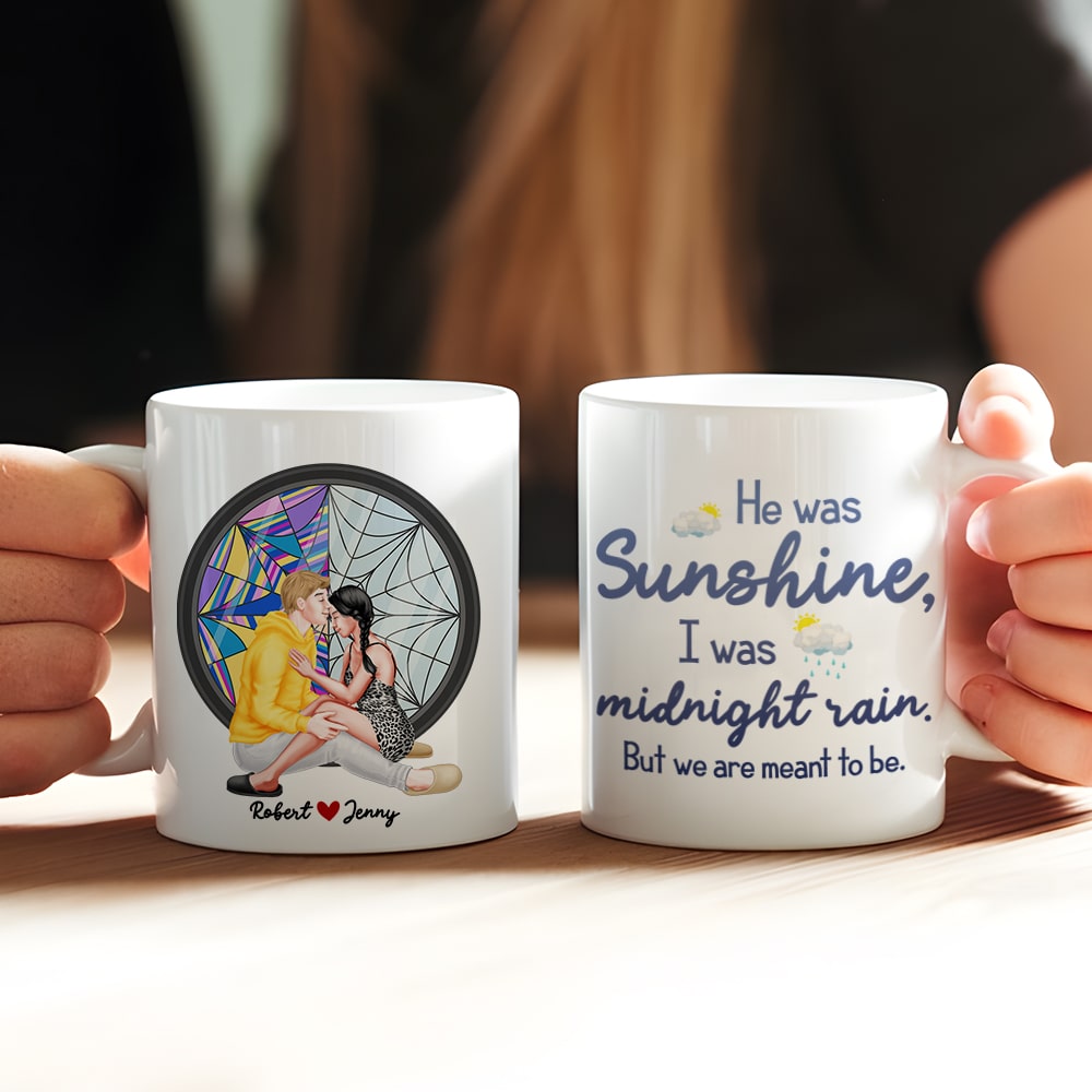 Cause He Was Sunshine, I Was Midnight Rain, Personalized Coffee Mug, Couple Gifts, Valentine Gifts