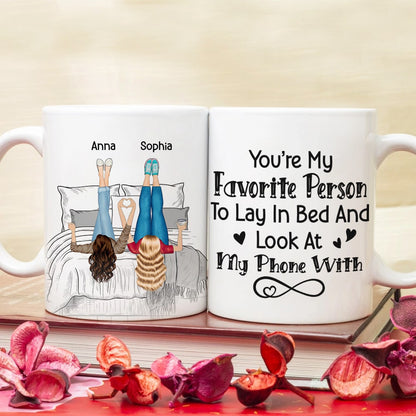 Best Friend, You're My Favorite Person, Personalized Mug, Friends Lying Feet Up Mug, Gift For Friends