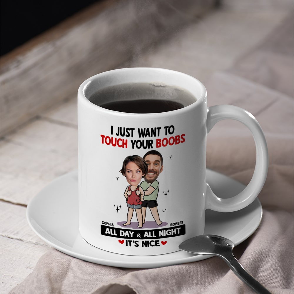 Touch Your Boobs, Custom Couple Mug Personalized, Mugs Custom Girlfriend, Gift For Couple