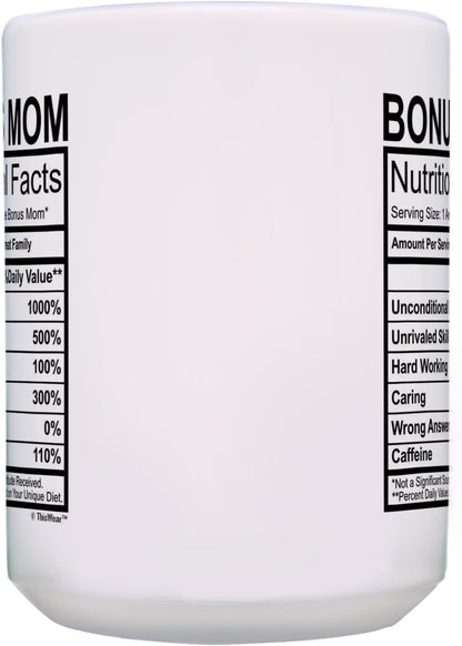 Stepmom Nutritional Facts Coffee Mug Funny Gift for Stepmom from Stepdaughter Stepson Kids, Mothers Day Birthday Gift