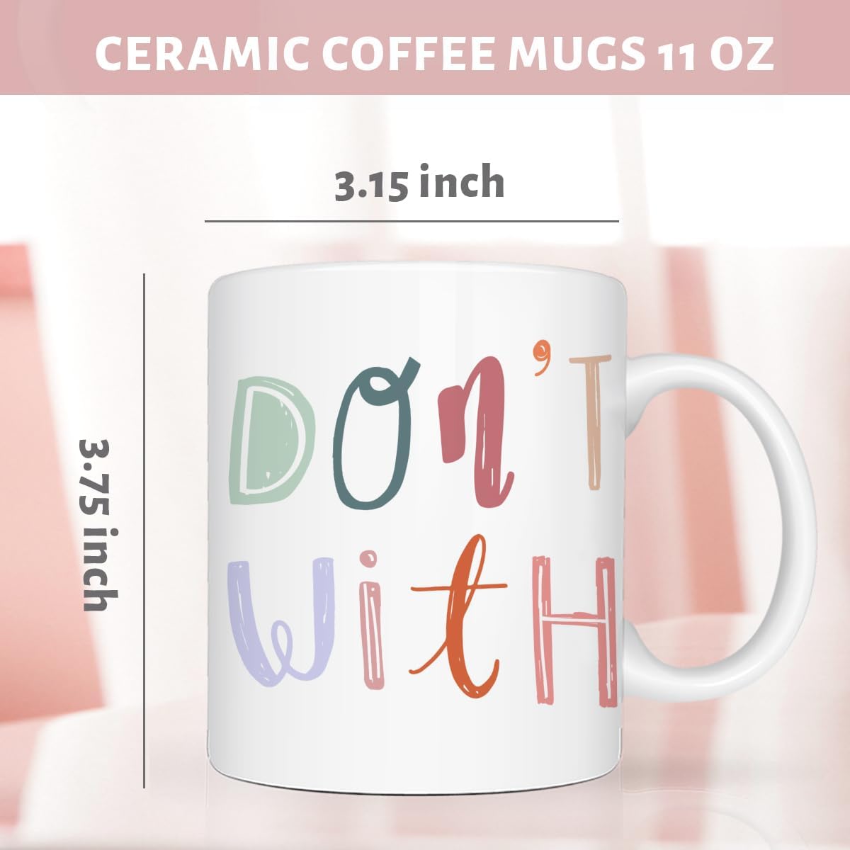 Funny Don't Mess With Mama Typography Coffee Mug, Sarcastic Mom Humor Cup, Gift for Mom from Daughter Son Kids Husband, Birthday Mothers Day Christmas Gift