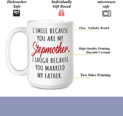 Funny Bonus Mom Coffee Mug Stepmom Gift from Stepdaughter Stepson Birthday Mother's Day Christmas Gift