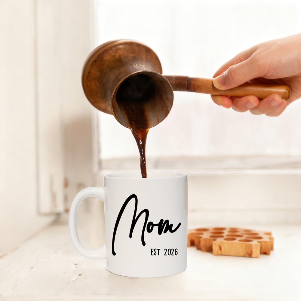 Mom EST 2026 Coffee Mug Pregnancy Announcement Gift for Expecting Mom, First Time Mom Gift