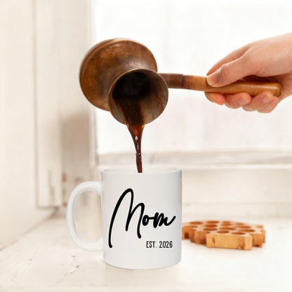 Mom EST 2026 Coffee Mug Pregnancy Announcement Gift for Expecting Mom, First Time Mom Gift