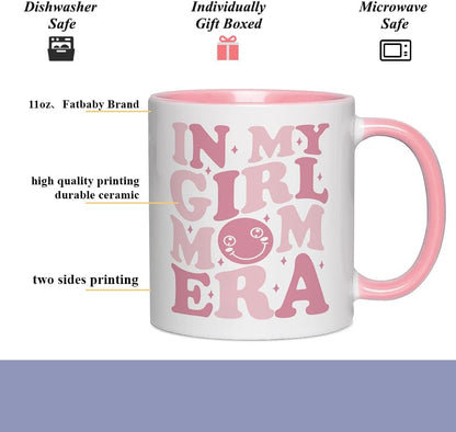 Promoted To Mommy Coffee Mug Funny Gift for Mom of Girls, Pregnancy New Mom Gift, Birthday Mother's Day Baby Shower Gift