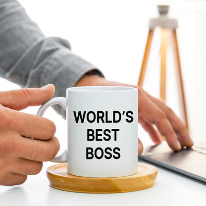 World's Best Boss Coffee Mug, Funny Office Gift for Boss Men Women, Boss Day Birthday Christmas Gift from Coworkers Employees
