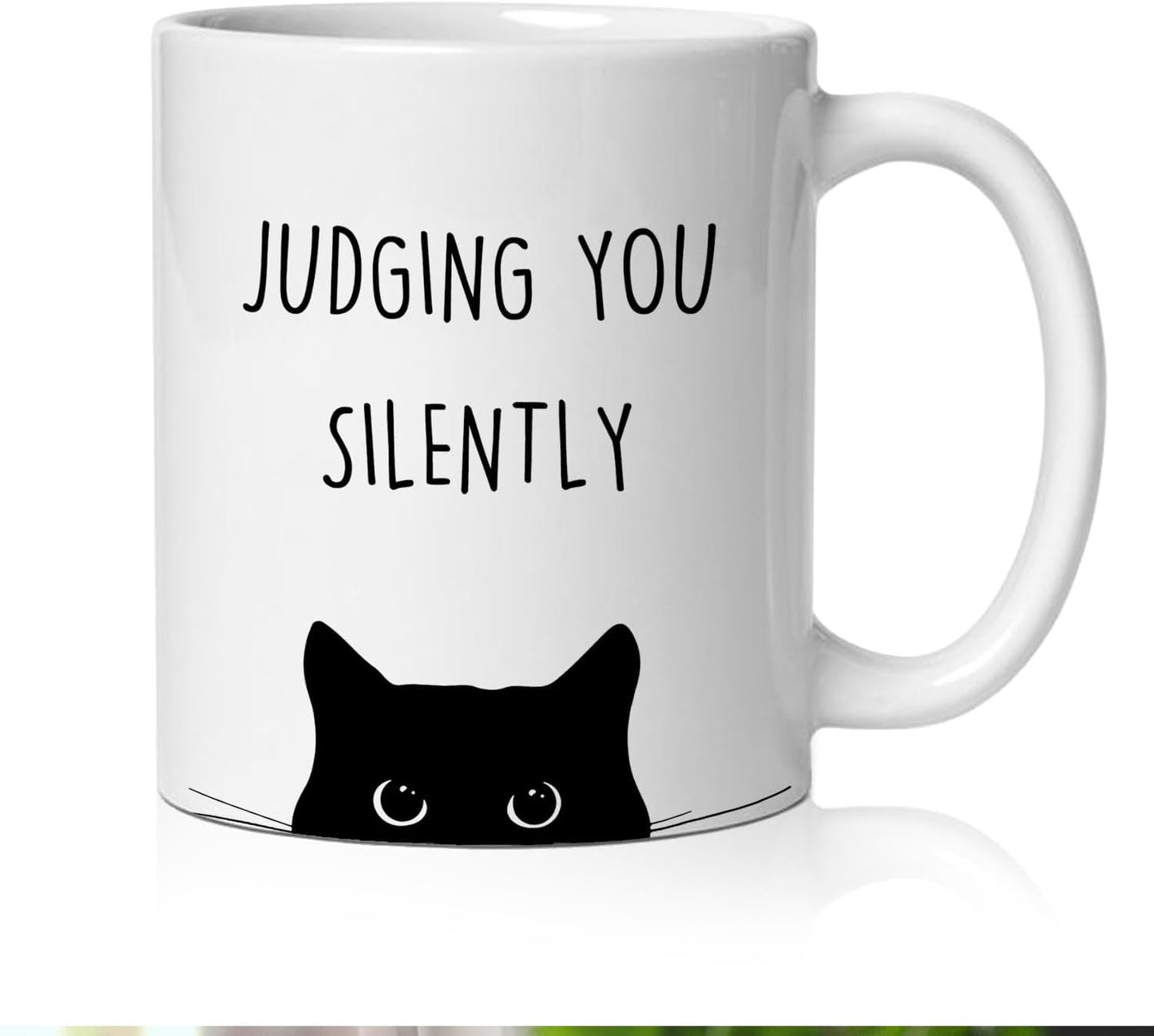 Judging You Silently Coffee Mug Funny Black Cat Lover Gift for Cat Mom Dad Women Men, Cat Lover Birthday Gift