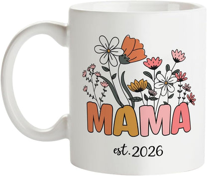 Mom Est 2026 Coffee Mug New Mom Gift, Pregnancy Baby Shower Gift for Expecting Mother, Birthday Mother's Day Gift Idea