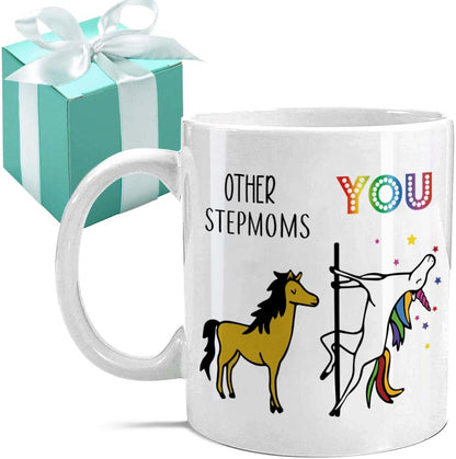 Bonus Mom Coffee Mug Funny Stepmom Gift from Stepdaughter Stepson, Birthday Mother's Day Christmas Gift Idea