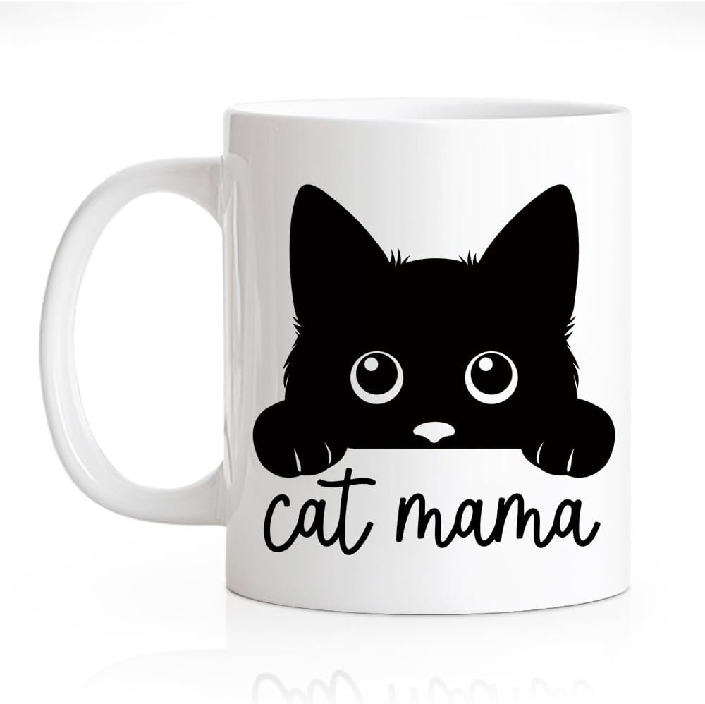 Cat Mama Coffee Mug Funny Cat Lover Gift for Cat Mom Wife Aunt Sister Friend, Mothers Day Birthday Gift