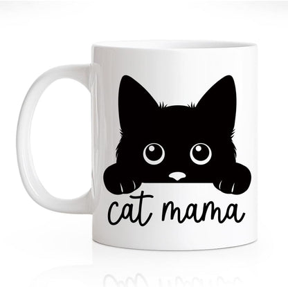Cat Mama Coffee Mug Funny Cat Lover Gift for Cat Mom Wife Aunt Sister Friend, Mothers Day Birthday Gift