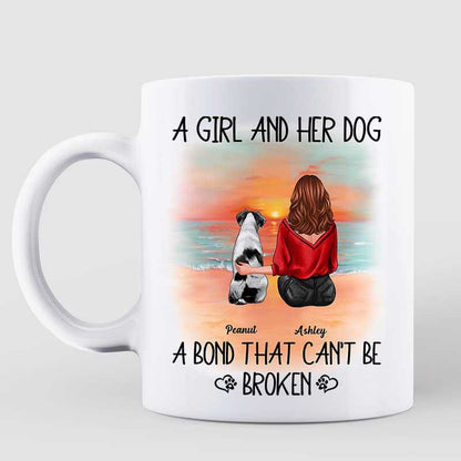 A Girl Her Dog A Bond That Can't Be Broken Beach Landscape Personalized Mug