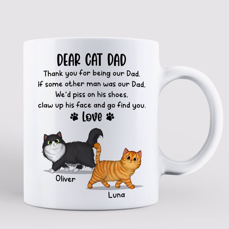Walking Fluffy Cats Dear Cat Dad Personalized Mug