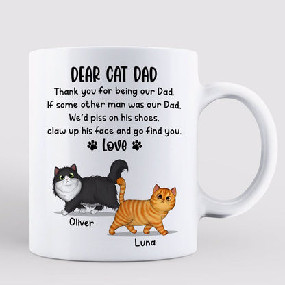 Walking Fluffy Cats Dear Cat Dad Personalized Mug